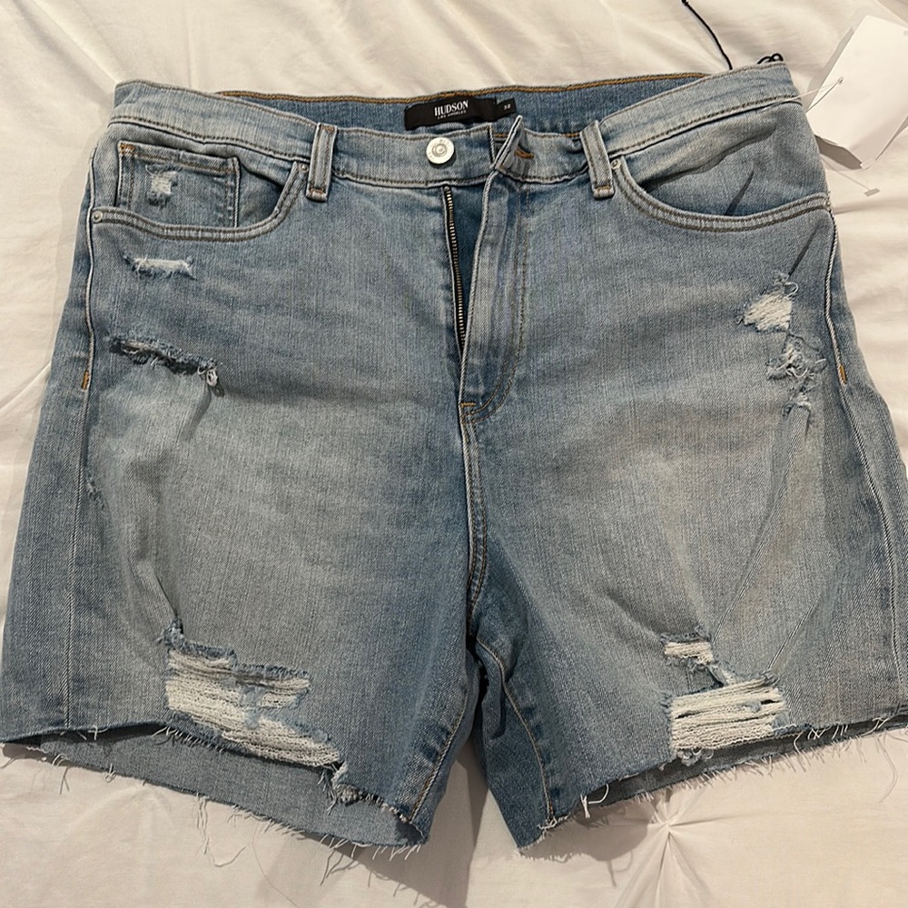 Hudson Jeans Light Blue Distressed Jean Shorts